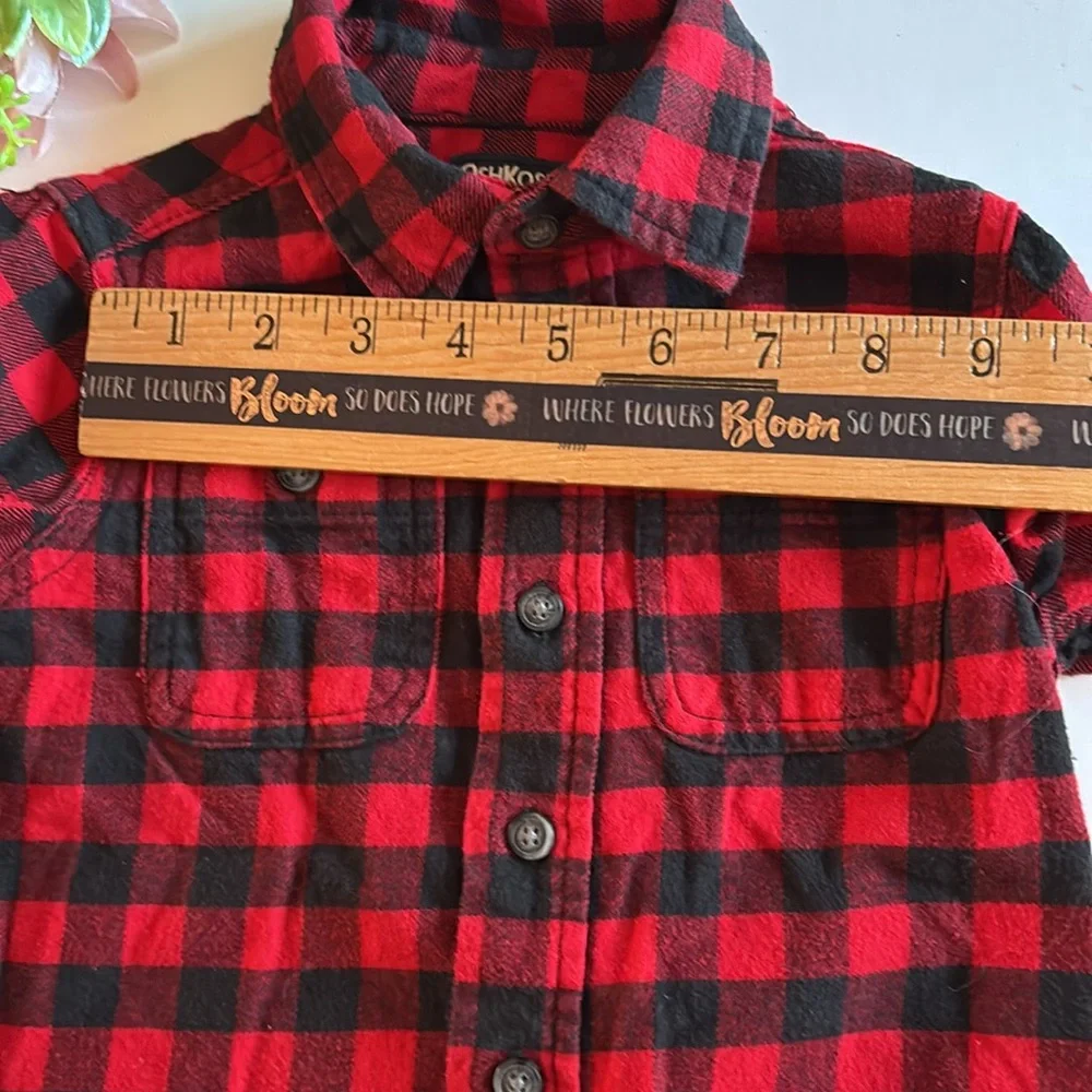 Oshkosh 3T Red Black Flannel Button Down Shirt Christmas Shirt 3T Buffalo